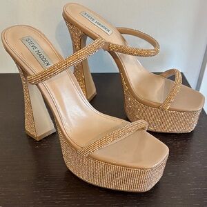 Steve Madden Champagne Gold Rhinestone Platform Heels